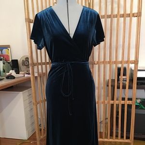 Bhldn Thrive Dress Teal Velvet 
